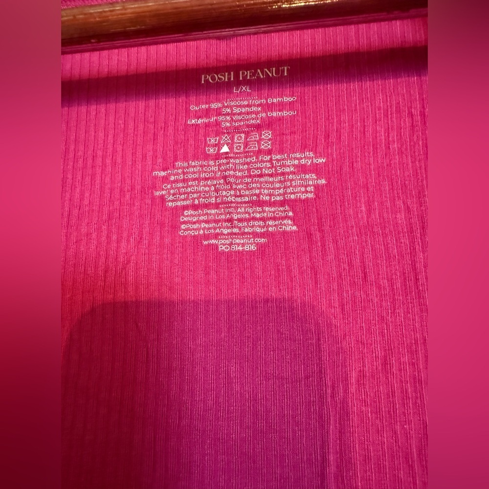 Posh Peanut Women’s Ribbed Robe Size Large Pink - Picture 3 of 3